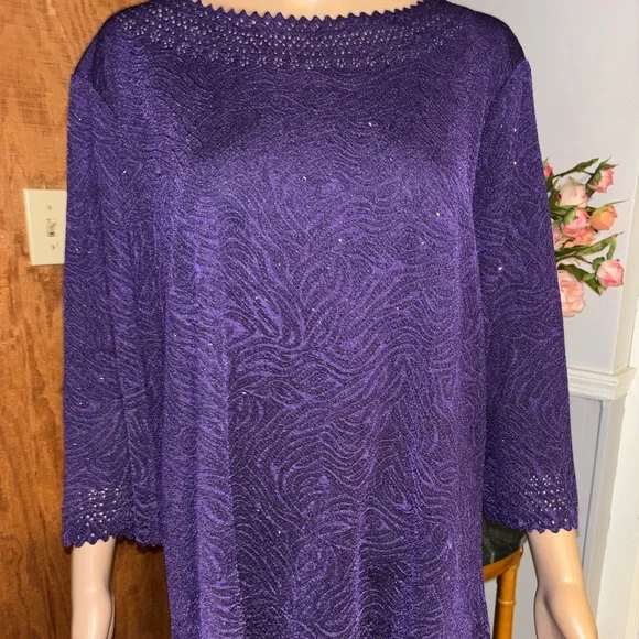 Rebecca Malone Plus Size Purple Shimmer Top 1X - Picture 1 of 7